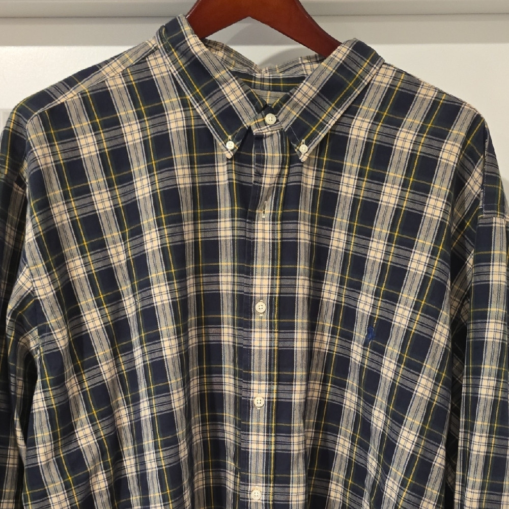 Polo Ralph Lauren Navy and Yellow Plaid Shirt